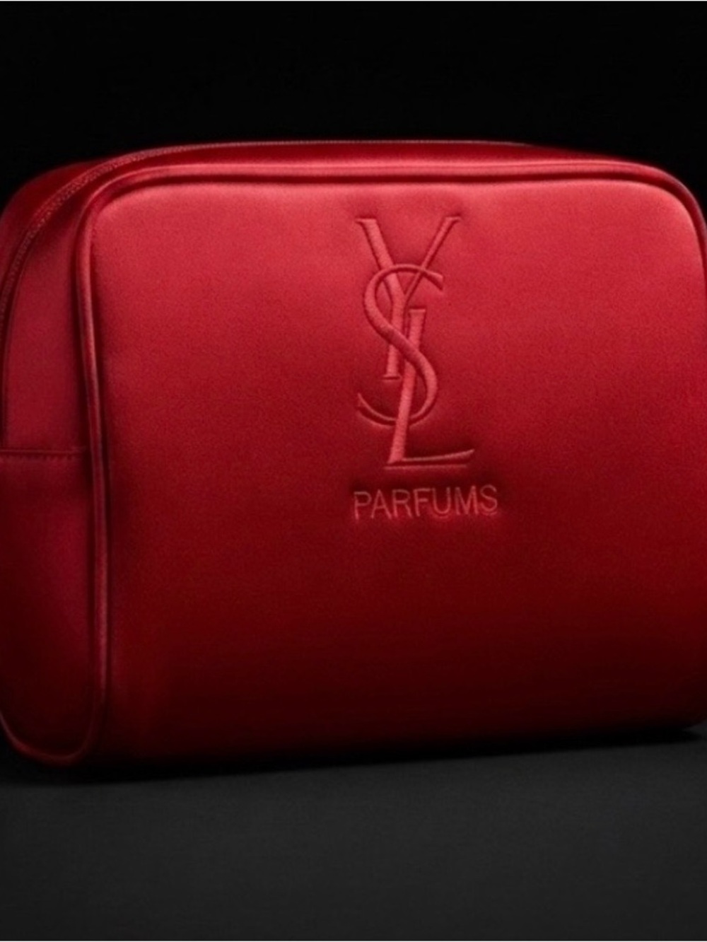 Yves Saint Laurent Red Satin Cosmetic Pouch